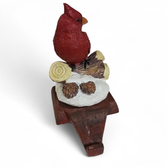 Cardinal Perched on a Log Christmas Stocking Hanger Festive Holiday Decoration A - Picture 5 of 7